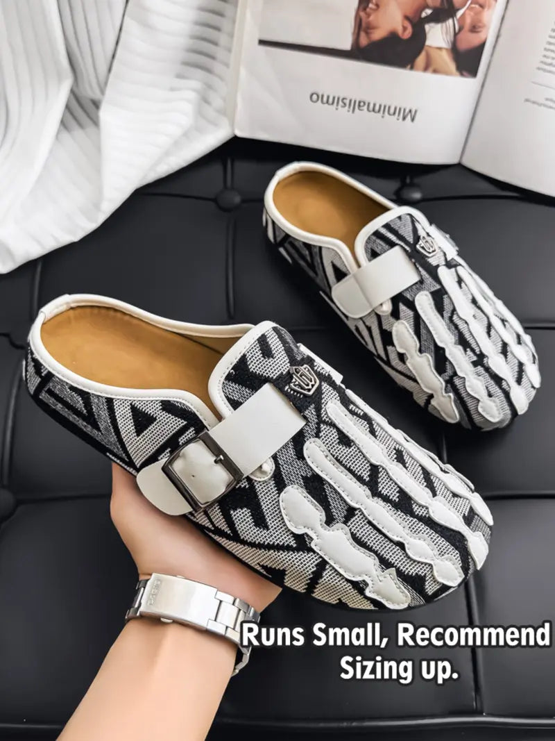 Men's Bohemian Print Mules, Mule Slides, Comfortable Slip-On Sandals, Adjustable Buckle, Soft Insole, Ideal for Daily Wear, Casual Footwear
