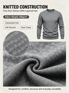 4-Pack Men's Plaid Knit Sweatshirts, Textured Grid Pattern Long Sleeve, Soft Lightweight Casual Top, Ideal for Fall Winter Streetwear