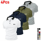 Men's Print Stretch Polo Shirts 4-Pack Comfortable Golf Casual Summer Tops