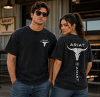 Western Style Bull Skull Graphic T-Shirt, Vintage Mineral Wash Cotton Tee