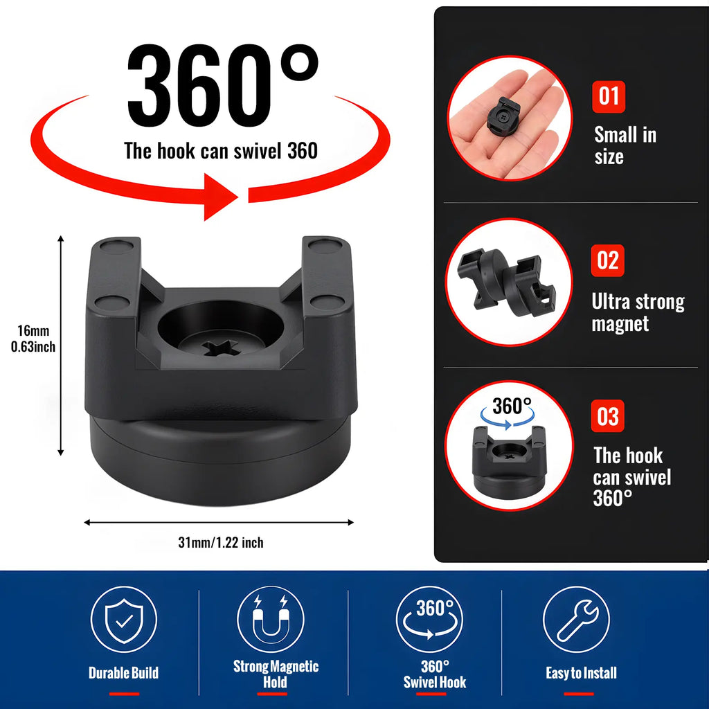 GJAHSH Heavy-Duty Magnetic Cable Tie Mounts, 22mm Magnetic Zip Tie Mount Bases, 22lbs Strong Magnetic Wire Holders and Cable Organizers for Home, Office, Marine, and Electrical Wire Management