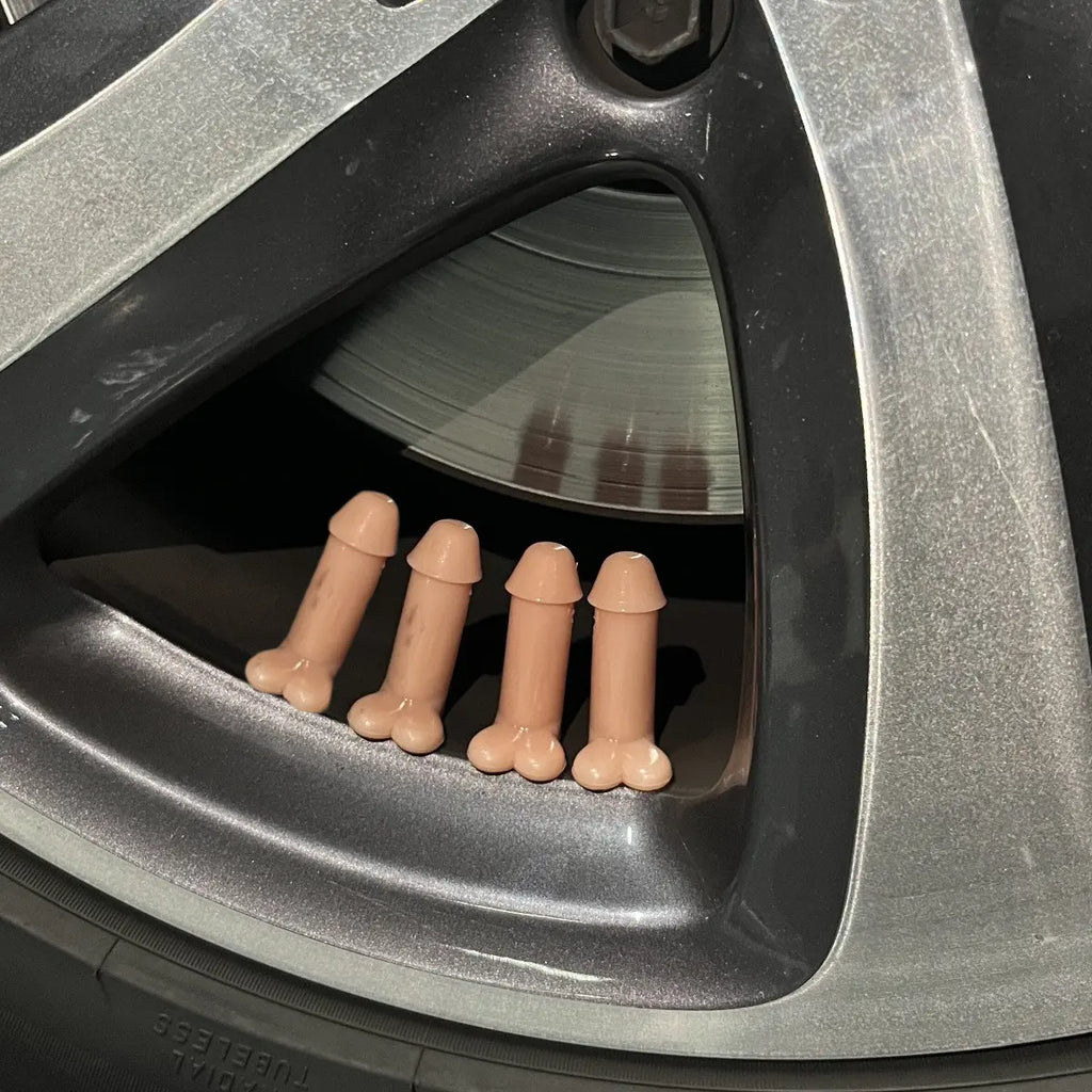 4-Pack Creative Funny Tire Valve Stem Caps (Waterproof & Dustproof for Cars, Bikes, Motorcycles)