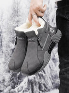 Unisex Winter Snow Casual Ankle Boots, Suede-Look Upper, Side Zip, Fleece-Lined Warm, Thick PVC Sole