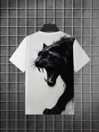 Men's Panther Graphic Short Sleeve Fitted Tee, Casual Streetwear, Trendy Cool Design, Essential Fashion Top for All Seasons