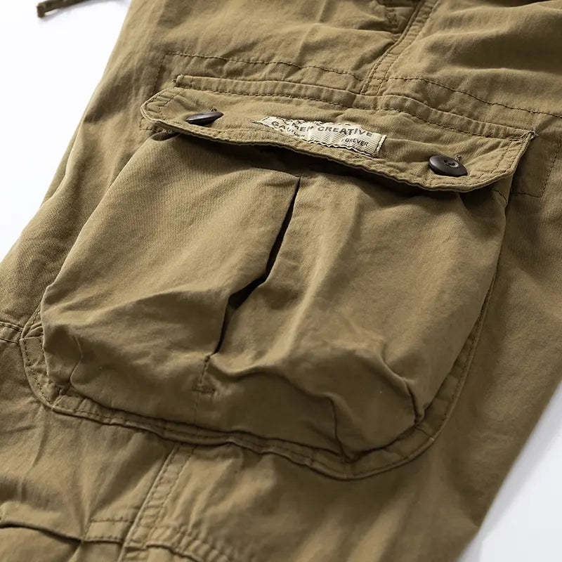 Menswear Fashion Men's Pants - Versatile Functional Cargo Pants for Men, Drawstring Cuffs, Multiple Pockets, Retro Outdoor Casual Style