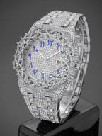 Unisex New Hip-Hop Style Quartz Watch, Fashion Wristwatches, Analog Wristwatch, Quartz Analog Timepiece, Rhinestone Strap & Full Iced-Out Large Dial, Unique Zirconia Design Wrist Watch, Party Gift for Men and Women, Fashionable Party Watch