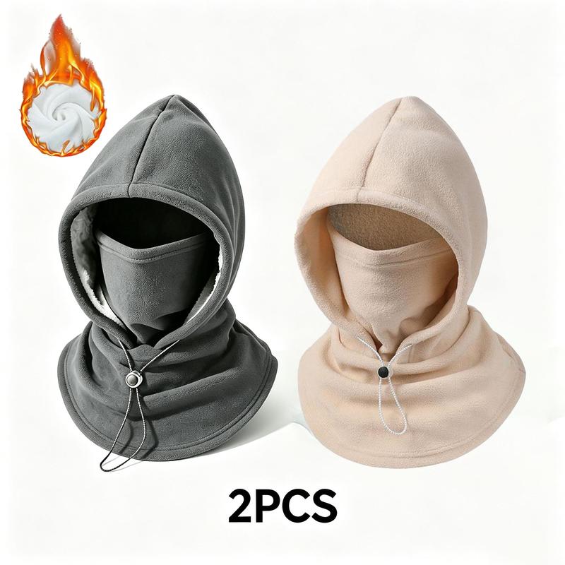 2-piece integrated flannel warm face mask and hat, windproof and warm for outdoor cycling, autumn and winter style, warm hat with neck visor.