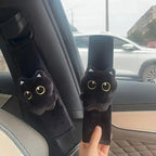 Cute Black Cat Seat Belt Cover, Soft Plush Shoulder Pad Car Accessory