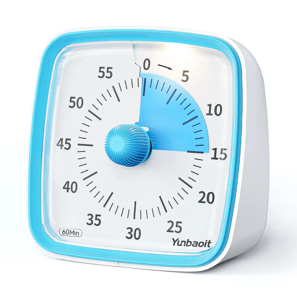 Yunbaoit VT03-Blue Rainbow 60-Minute Silent Visual Timer with Night Light, Bell & ABS Plastic Body - Kitchen Gadget, Utensil for Kids, Work, School Use