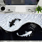 Extra Large Yin Yang Koi Waves Gaming Mouse Pad Desk Mat 35 x 16 Inches with Non-Slip Rubber Base and Durable Stitched Edge, Desktop Accessory, Desk Accessories, Perfect Gift for Home and Office, Christmas