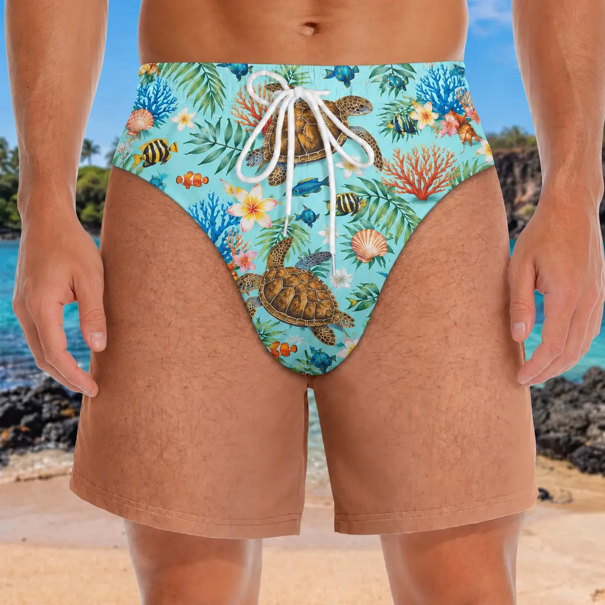 Men's Novelty Patriotic Swim Trunks - American Flag Freedom & Chill Quick Dry Beach Shorts with Mesh Lining - Funny Ugly Summer Hawaiian Shirt Vacation Gifts for Him
