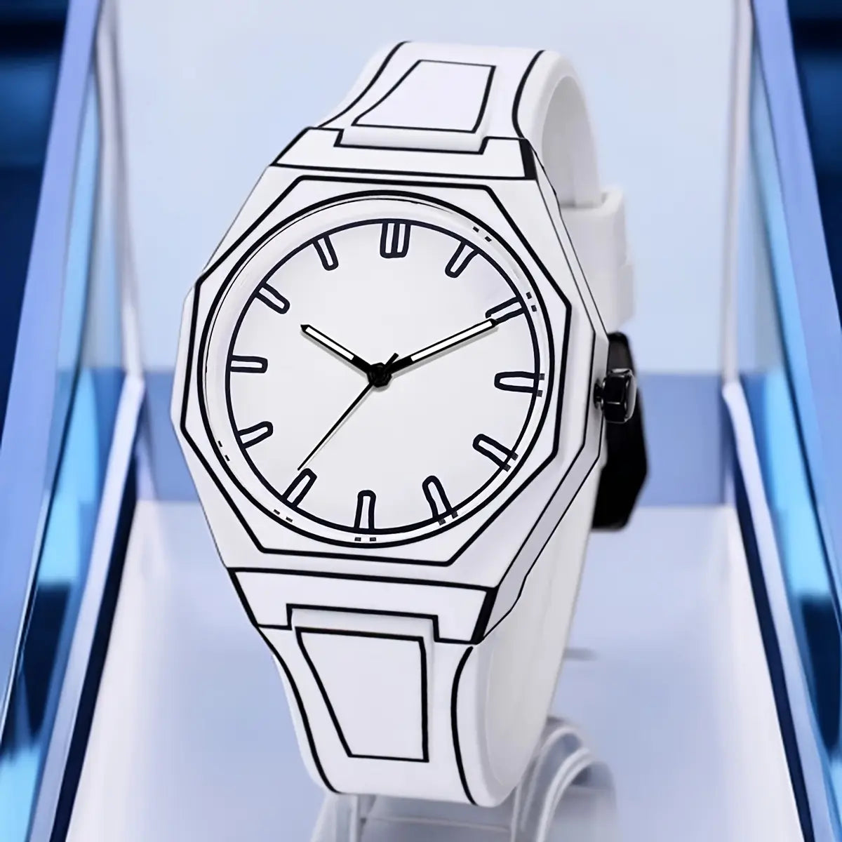1pc PINTIME Preppy Style Men'S Watch - Quartz Movement, Silicone Band, Luminous Hands, Round Dial, Battery-Operated, Non-Rechargeable, Fashionable Accessory for All Occasions