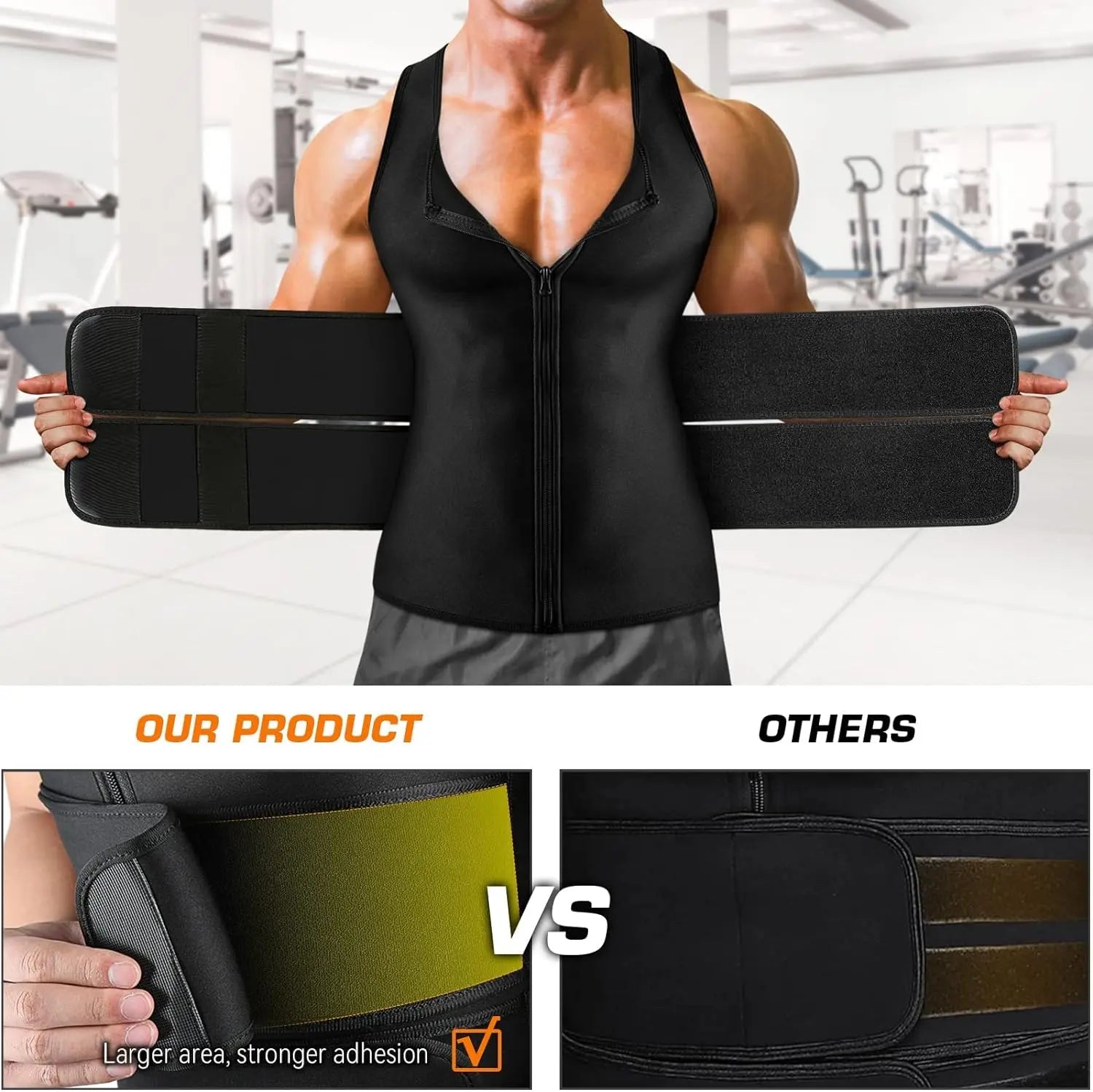 Sauna Vest, Double Belt Sauna Vest Waist Trainer, Men Body Shaping Waist Trainer Gym Fitness Breathable Sweat Abdominal Shaping Tank Top Muscle Sports Compression Workout Apparel