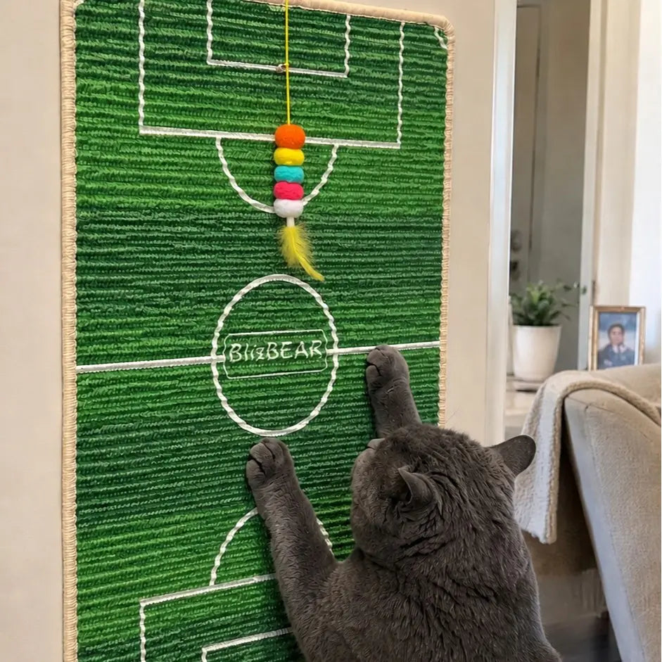 Wall-Mounted Sisal Cat Scratcher Mat with Toy
