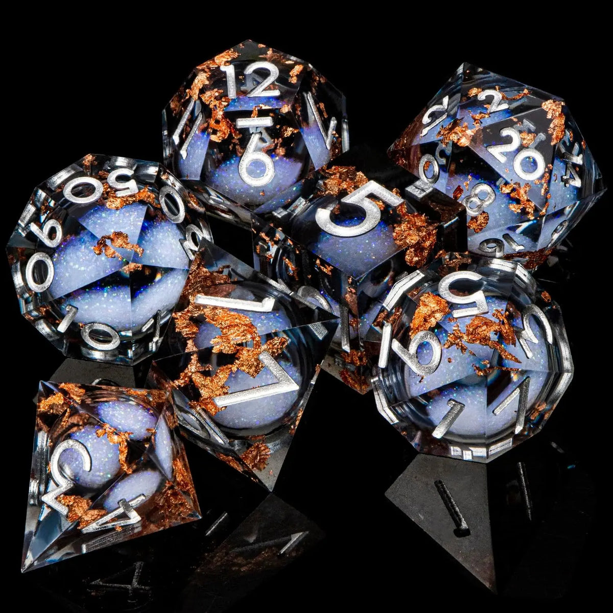 Rotating Eye Dnd Dice Set, 7 Piece Liquid Core Polyhedral Dice Game for Dungeons & Dragons Rpg, Resin Sharp Edge D&d Dice