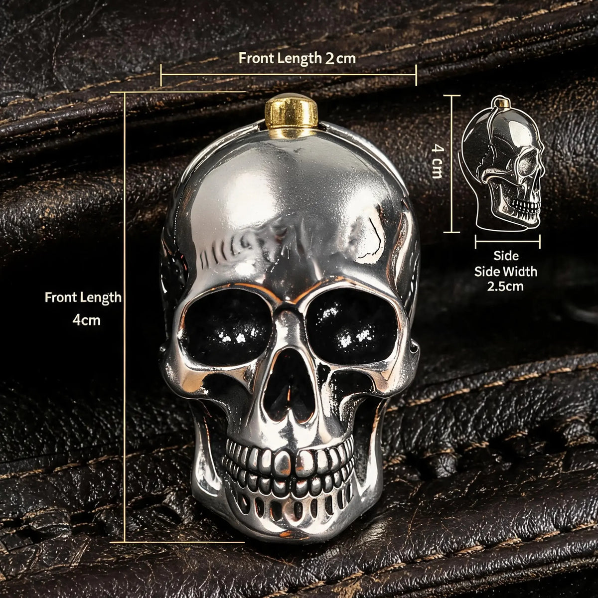 3D Skull Stainless Steel Keychain for Men, Gothic Punk Style