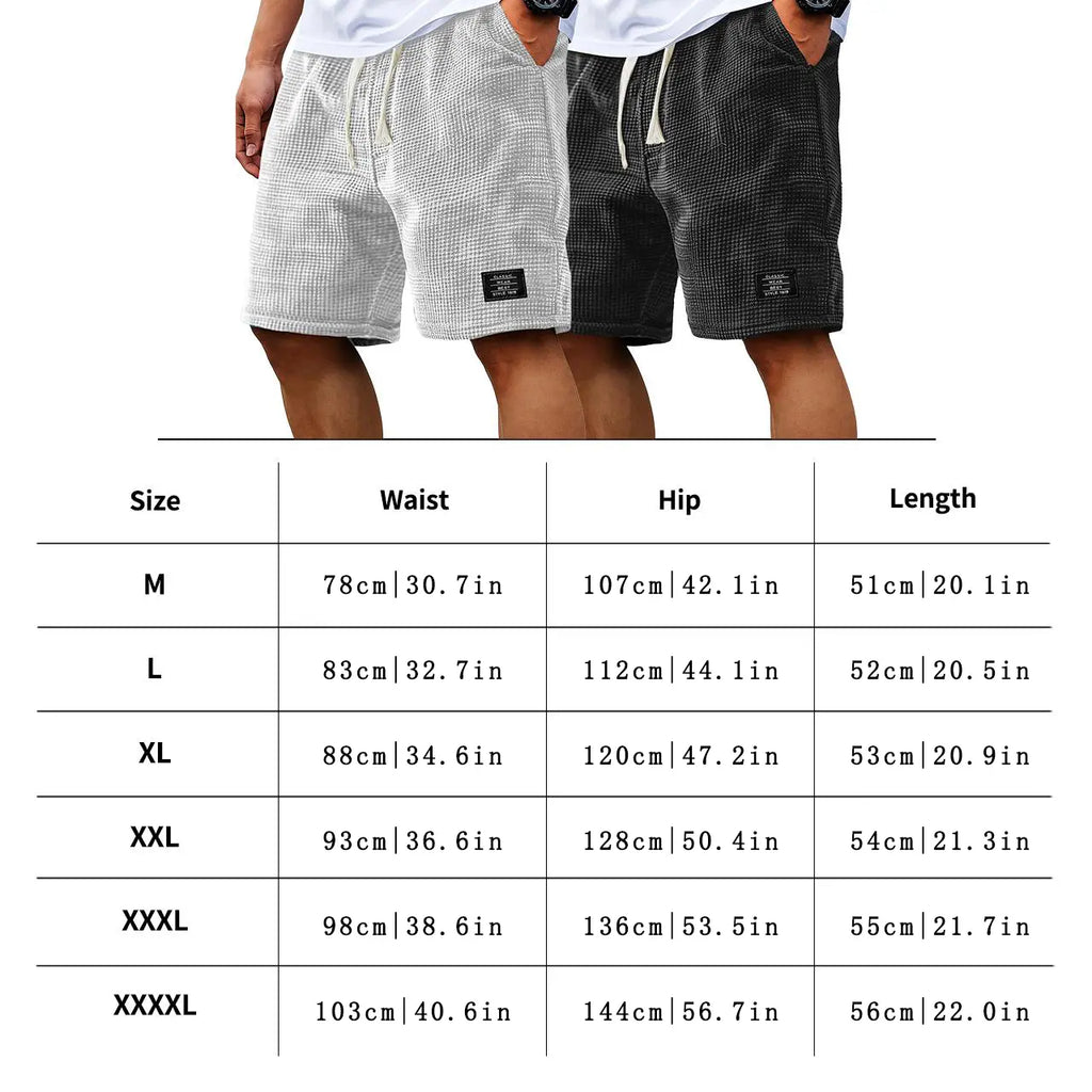 Men's 2-Pack Waffle Casual Shorts (Loose Fit, Solid Color)