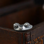 Adjustable Stainless Steel Vintage Frog Ring with Movable Tongue for Men and Women
