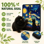Premium Natural Sisal Cat Scratcher Mat - Indoor Cats Vertical Scratcher, Wall-Mounted Self-Adhesive Pad with Hanging Toy, Furniture Protector for Sofa, Door, Natural Sisal Scratcher