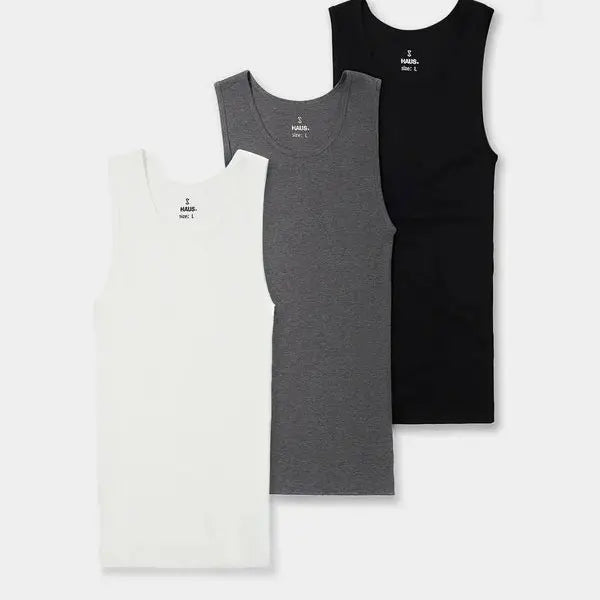 Haus | Premium Ultra-Soft Cotton Fitted Tanks 3 Pack / 6 Pack