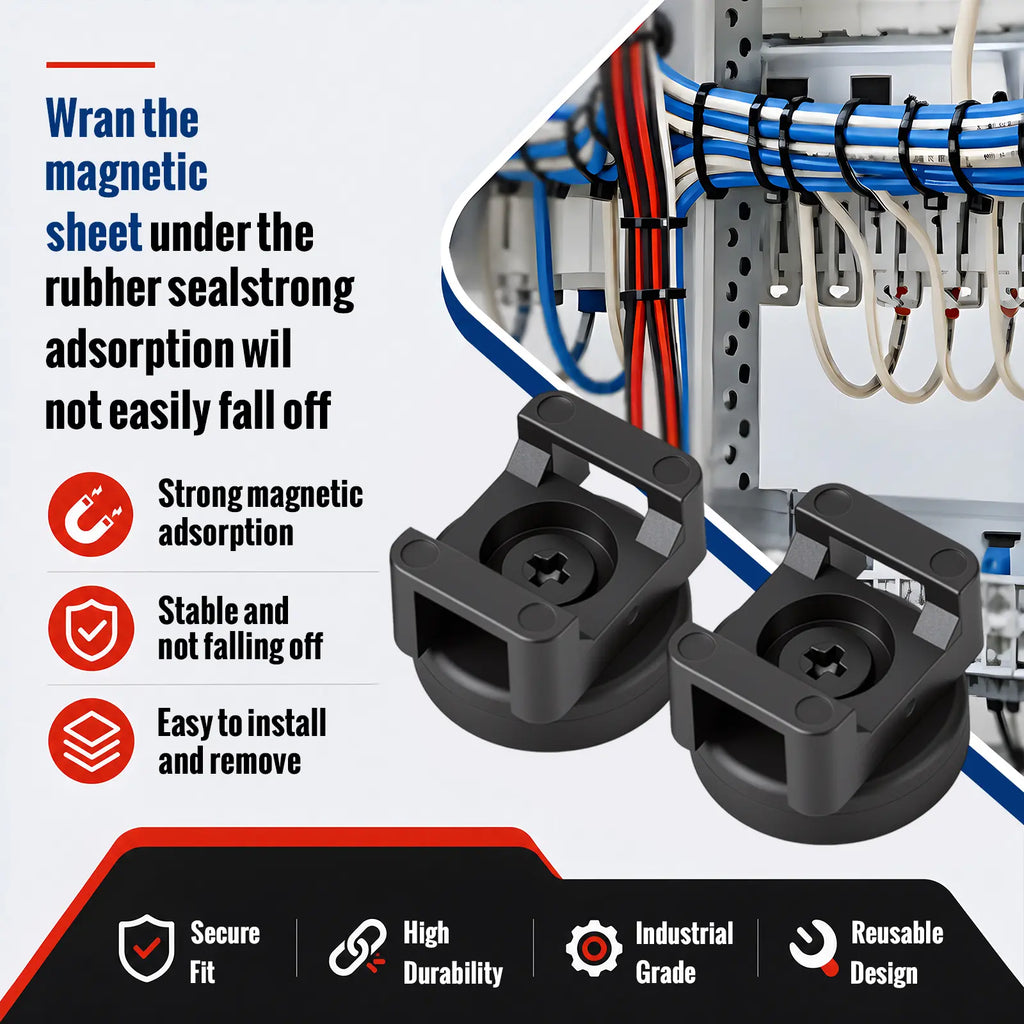 GJAHSH Heavy-Duty Magnetic Cable Tie Mounts, 22mm Magnetic Zip Tie Mount Bases, 22lbs Strong Magnetic Wire Holders and Cable Organizers for Home, Office, Marine, and Electrical Wire Management