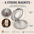 Western Bull Head Oval Flip-Open Magnetic Zinc Alloy Belt Buckle Drink Holster - Men's Accessories, Unisex, Hands-Free Beer & Can Holder for Outdoor Fun, Western Scenarios (Multiple Styles)