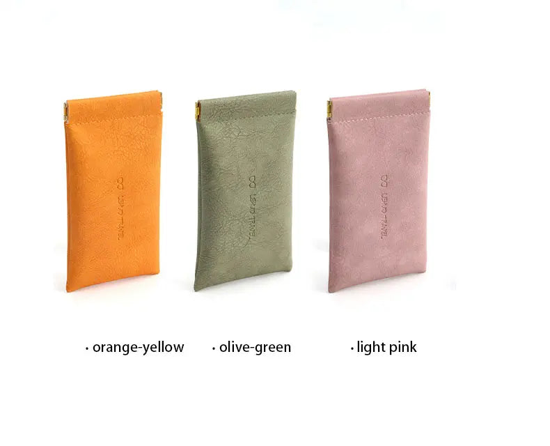 Leather Eyeglasses Cases PU Soft Sunglasses Pouch Squeeze Top Portable Glasses Cases for Men Women