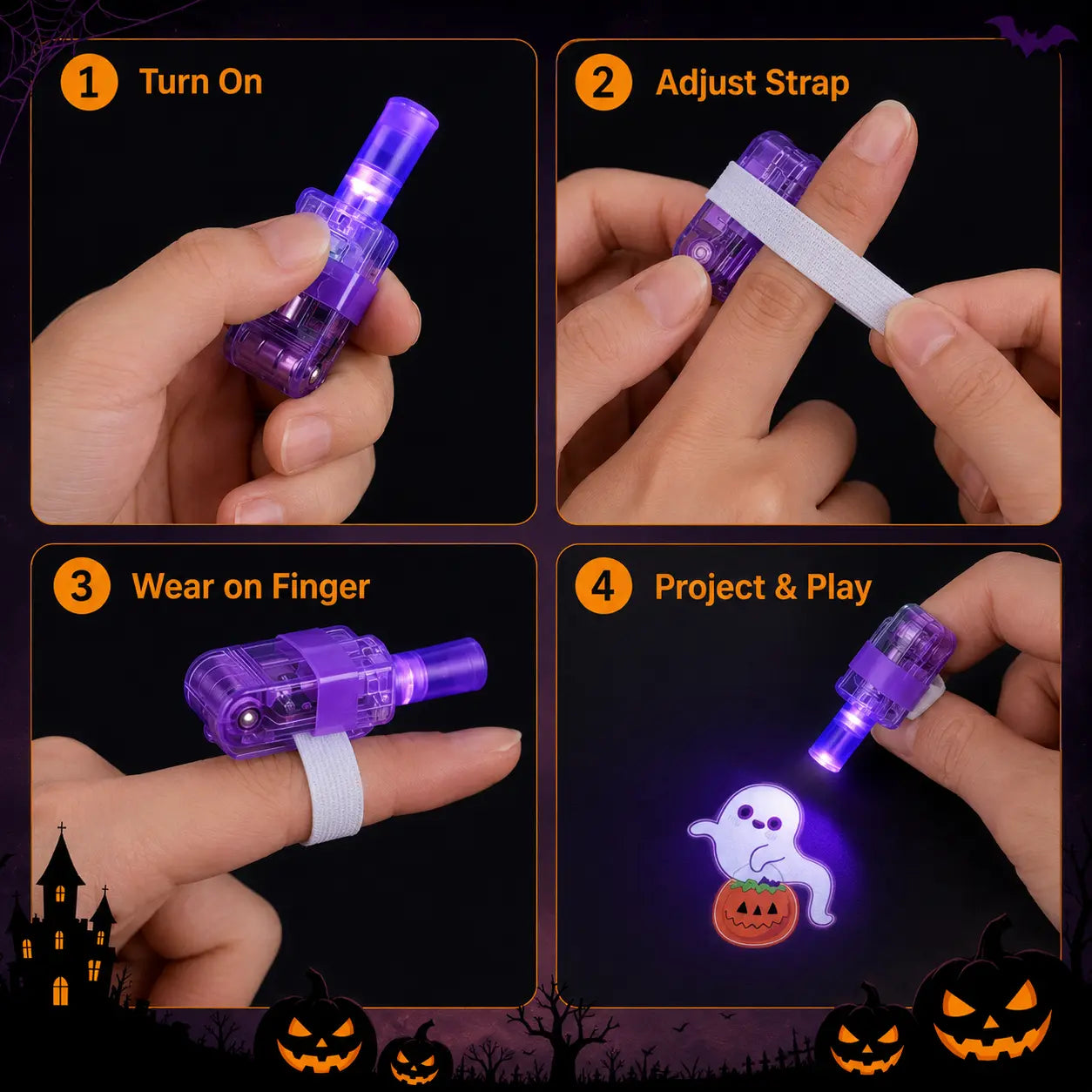 Halloween LED Projection Finger Rings Party Favors