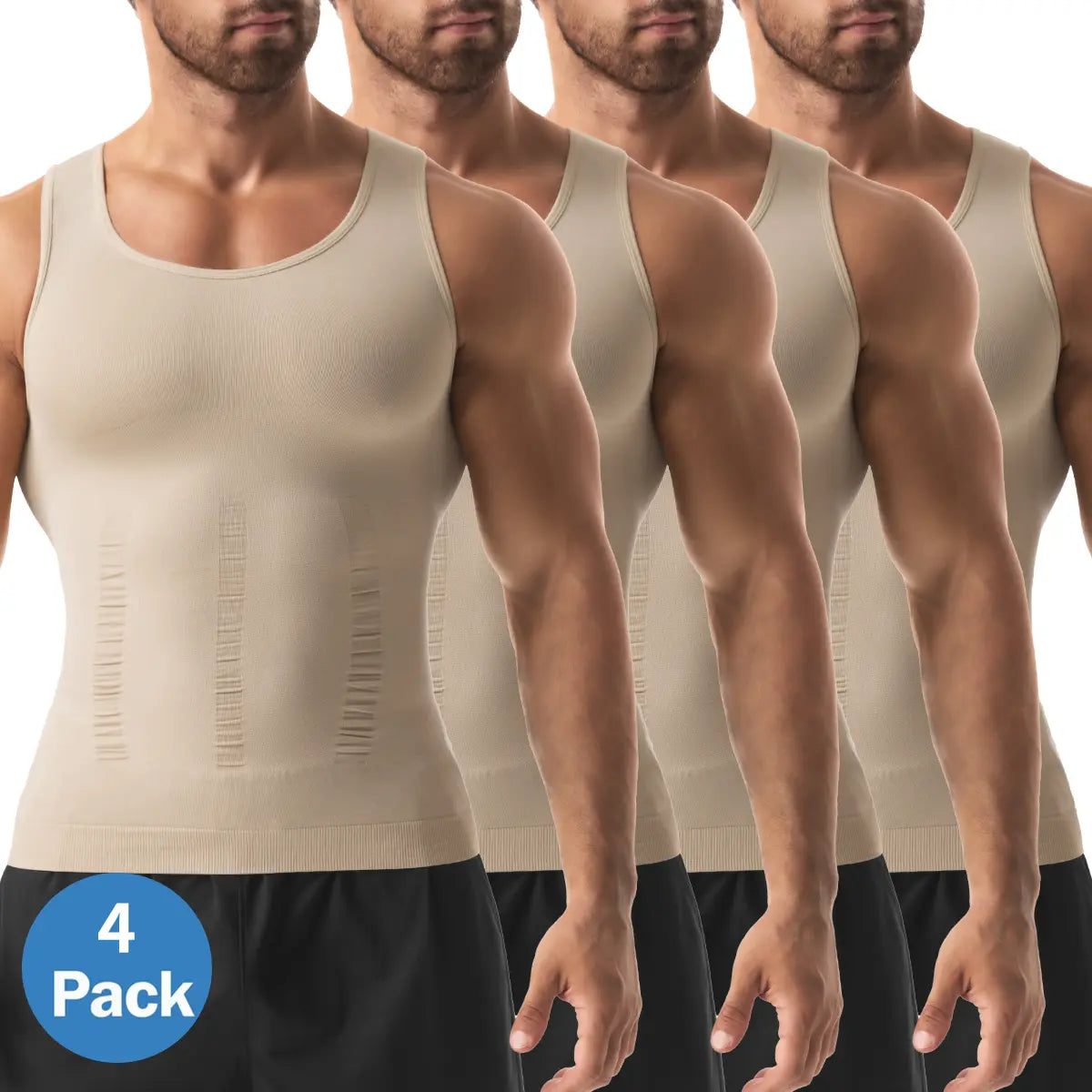 1/2/3/4 Pack Menswear Shapewear Compression Tank Top Daily Casual Undershirt Tummy Control Workout Underwear Shirt Body Shaper Breathable Elastic Soft Stretchy Fabric Sports Sleeveless Fitted