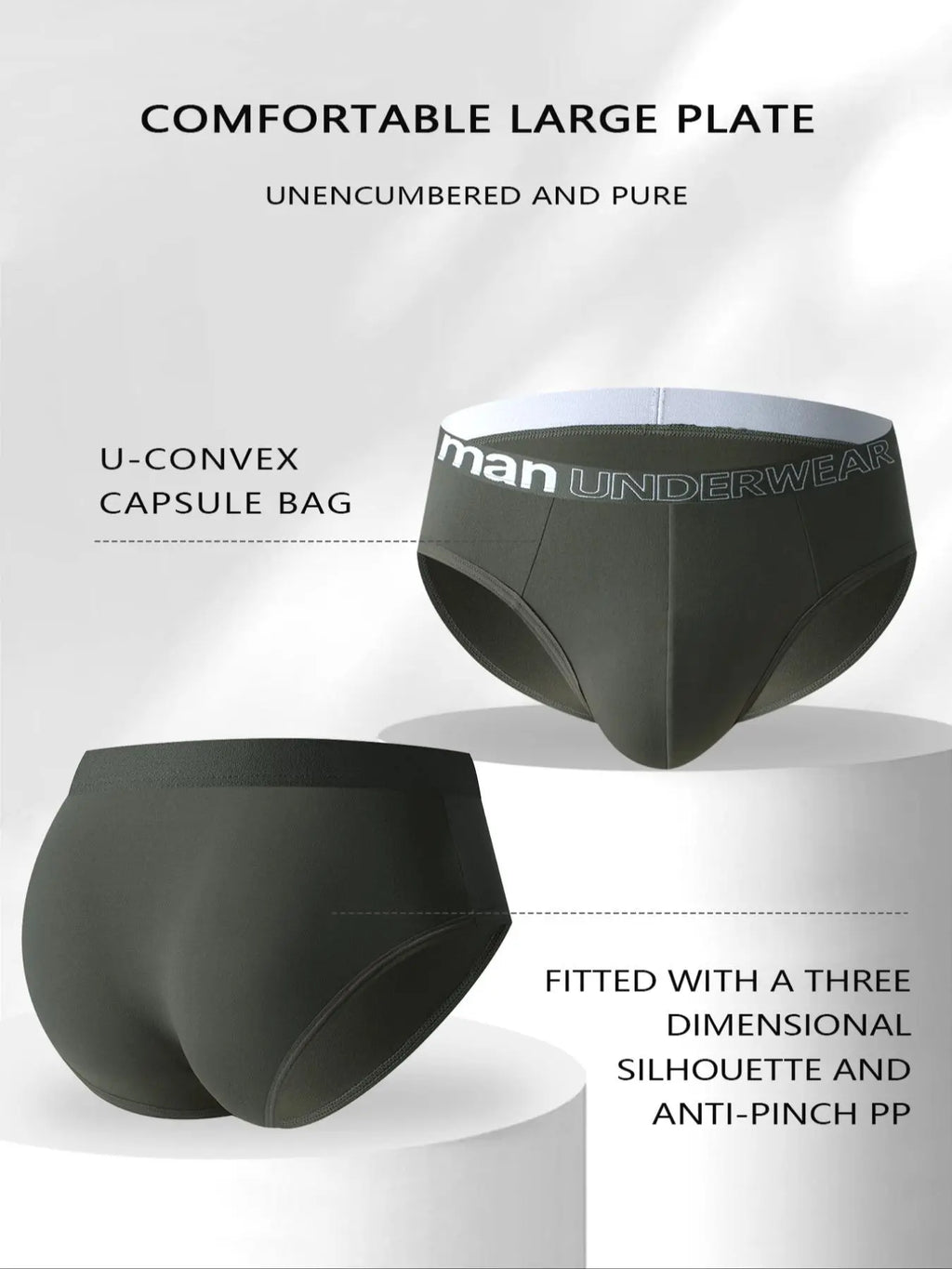 Men's Letter-Tape Solid-Color Briefs for Daily Wear, Casual Men's Underwear for All Seasons, Soft Comfy Undergarments, Soft Breathable Briefs, Casual Fitted Briefs