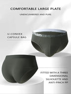 Men's Letter-Tape Solid-Color Briefs for Daily Wear, Casual Men's Underwear for All Seasons, Soft Comfy Undergarments, Soft Breathable Briefs, Casual Fitted Briefs