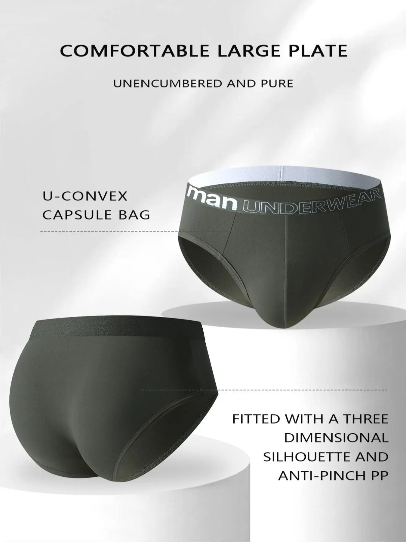 Men's Letter-Tape Solid-Color Briefs for Daily Wear, Casual Men's Underwear for All Seasons, Soft Comfy Undergarments, Soft Breathable Briefs, Casual Fitted Briefs
