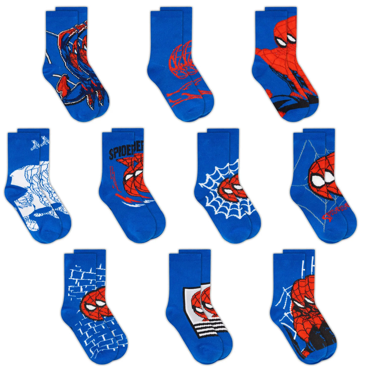 Marvel Spider-Man Boys Printed Youth Socks (10-Pack)