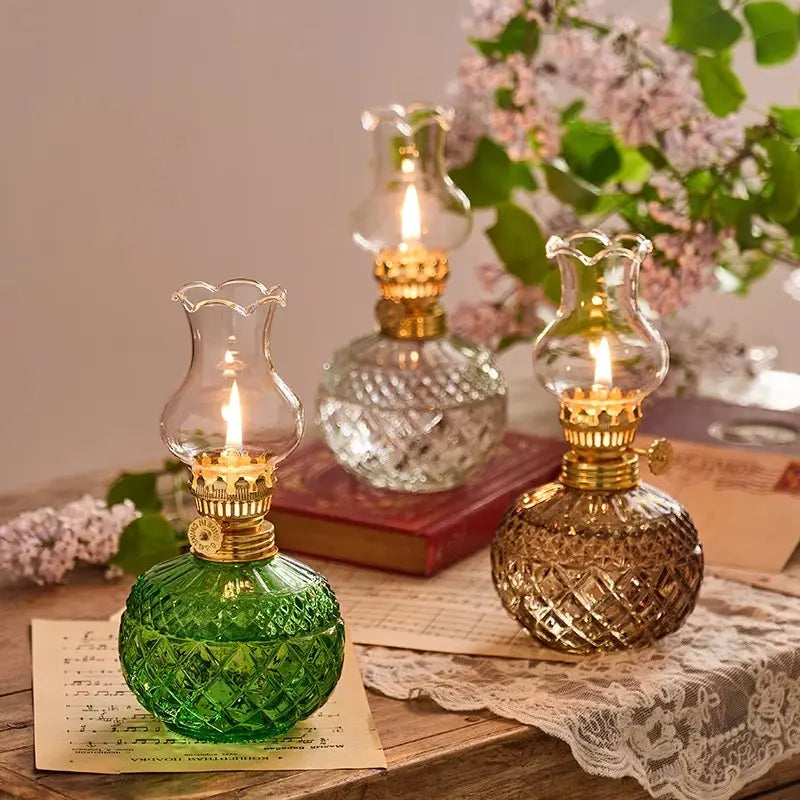 Vintage Style Oil Lamp with Glass Candle Holder, Crystal Decorative Lamp for Weddings Housewarming Home Decor, Interior Decoration Accessory, Home Accessories #GLOBAL PICKS