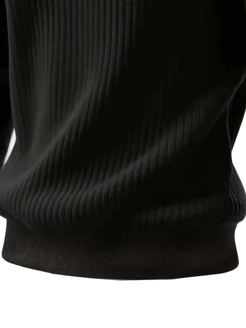 Men's Half-Zip Stand Collar Knit Top, Suede Texture Shoulder Patches, Bull Head Print, Slim Fit, Retro American Style, Casual Wear, Knitwear