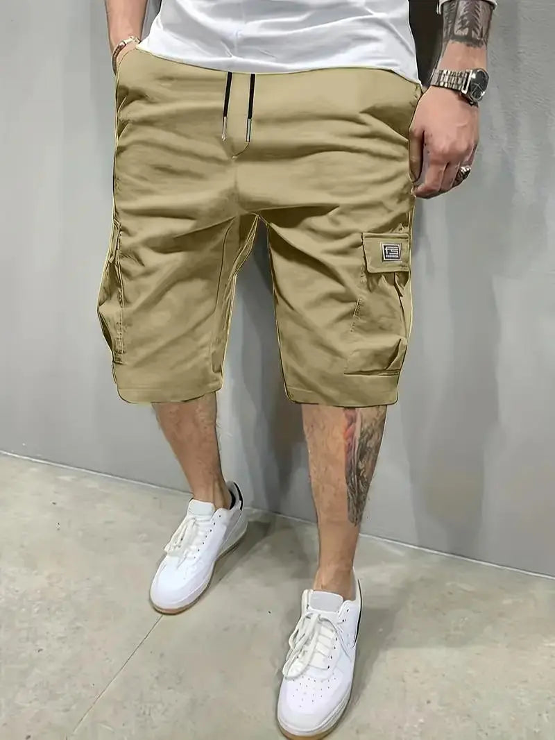 Men’s shorts set (1-piece or 3-piece options; khaki/black/gray) — slanted pockets — single rear side pocket — versatile casual wear — suitable for everyday use; summer shorts ideal for daily outings and vacations; multi-pocket casual shorts