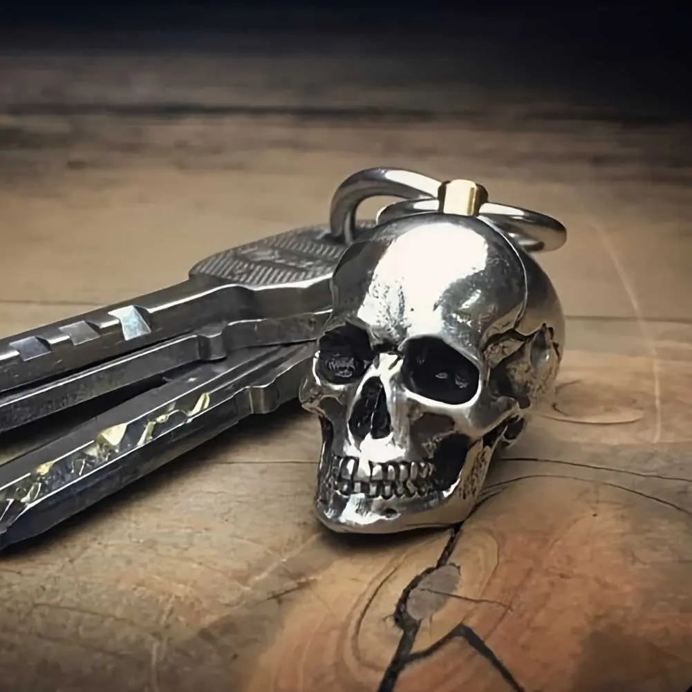 3D Skull Stainless Steel Keychain for Men, Gothic Punk Style