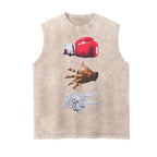 Retro Hip Hop "Boxing Championship Rings and Gloves" Graphic Vintage Washed Tank 90s Graphic Sleeveless Tank Tops Men Vest Streetwear Outfits Men Vacation Outfits Sleeveless Shirt