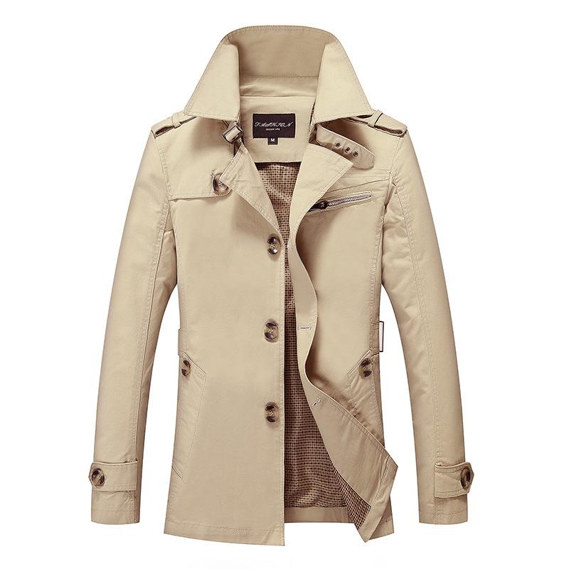 Men’s Elegant Plain Long Pea Coat - Single-Breasted, Turn-Down Collar, Slim Fit Casual Outdoor Jacket, Mens Tops Outerwear for Office, Everyday Wear