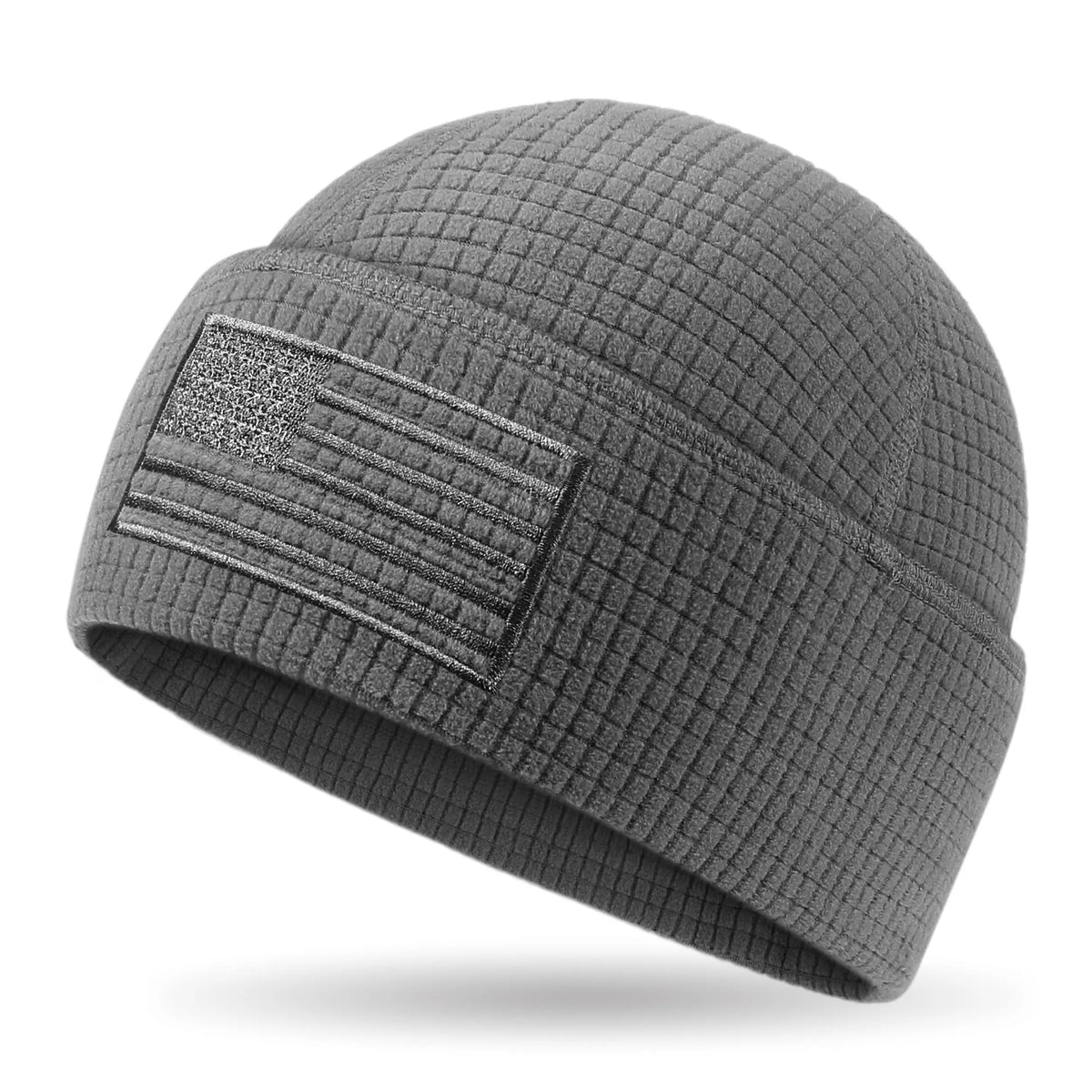 American Flag Waffle Grid Recycled Fleece Beanie