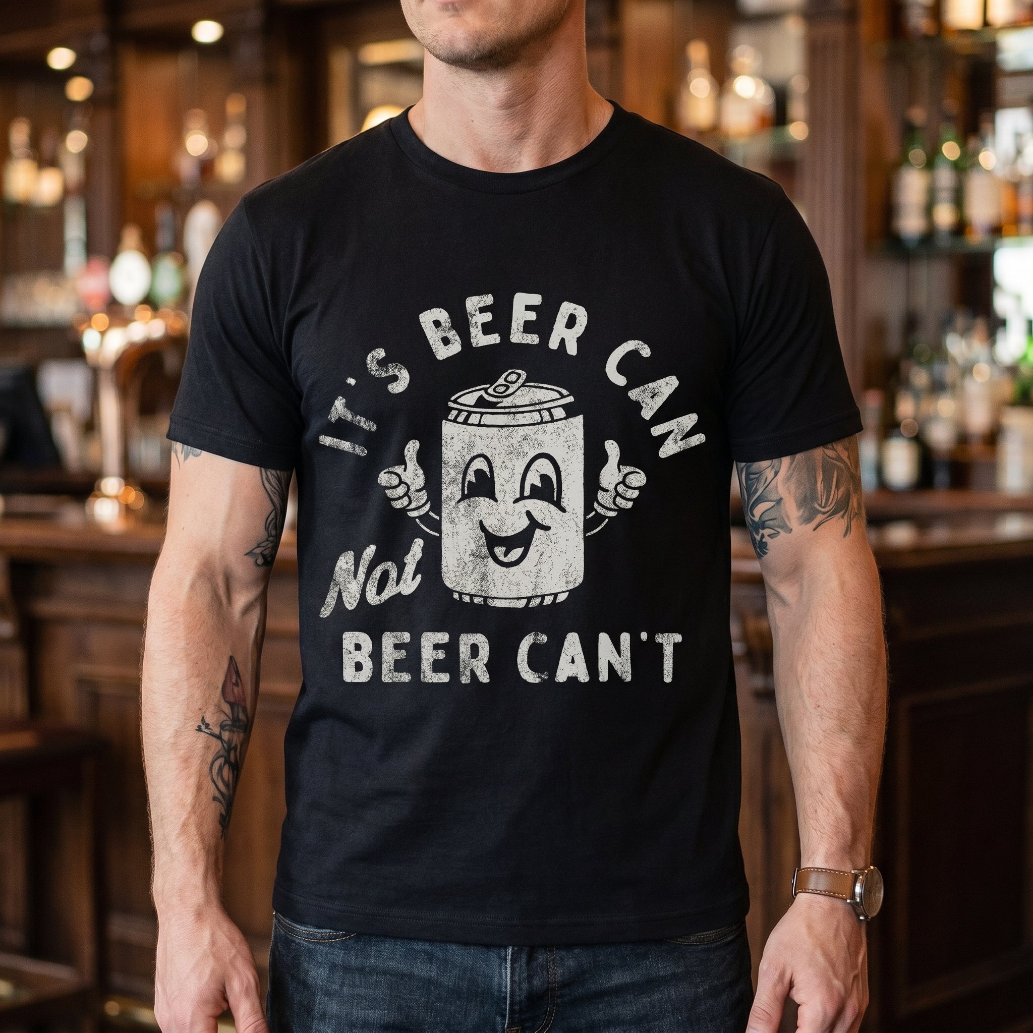 It's Beer Can Not Beer Can't Funny Optimistic Beer Can Pun T-Shirt