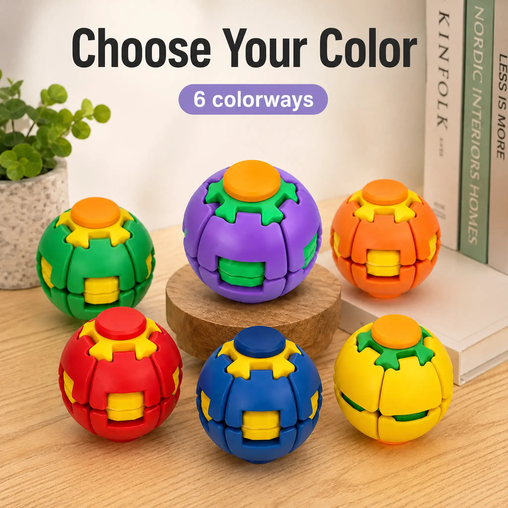 3D Printed Press-to-Spin Fidget Ball – Sensory Gyro Desk Toy for Stress & ADHD Relief