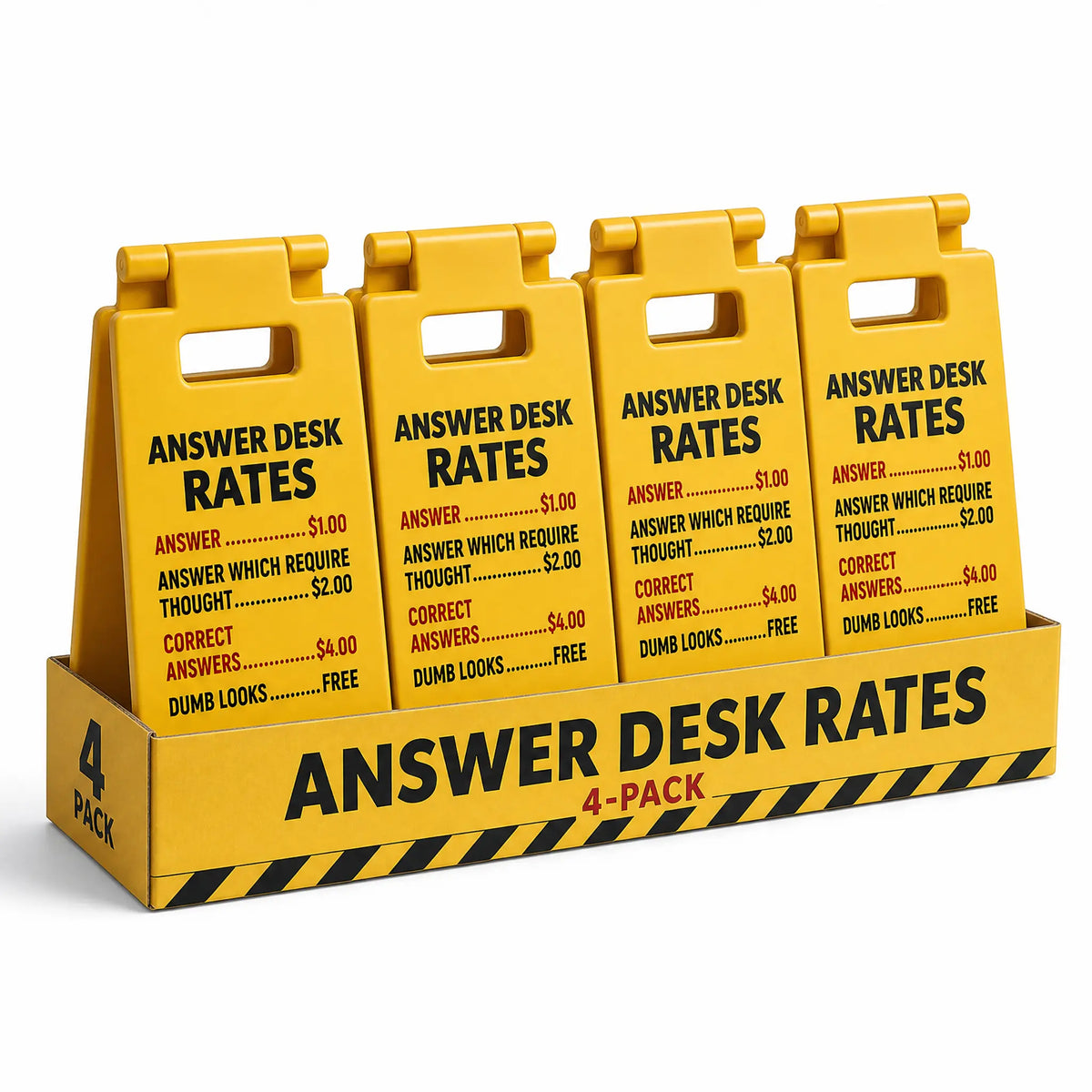 Funny Office A-Frame Sign "Answer Desk Rates" (Humorous Desk Decor & Gag Gift)
