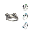 GGIRL Personalized Stainless Steel Vintage Frog Ring Cute Little Frog Ring Adjustable Opening for Men and Women,Unique Couple Ring, Quirky Movable Tongue Frog Design, Creative Novelty Statement Ring, Ideal Gift for Friends on Birthday Daily Halloween