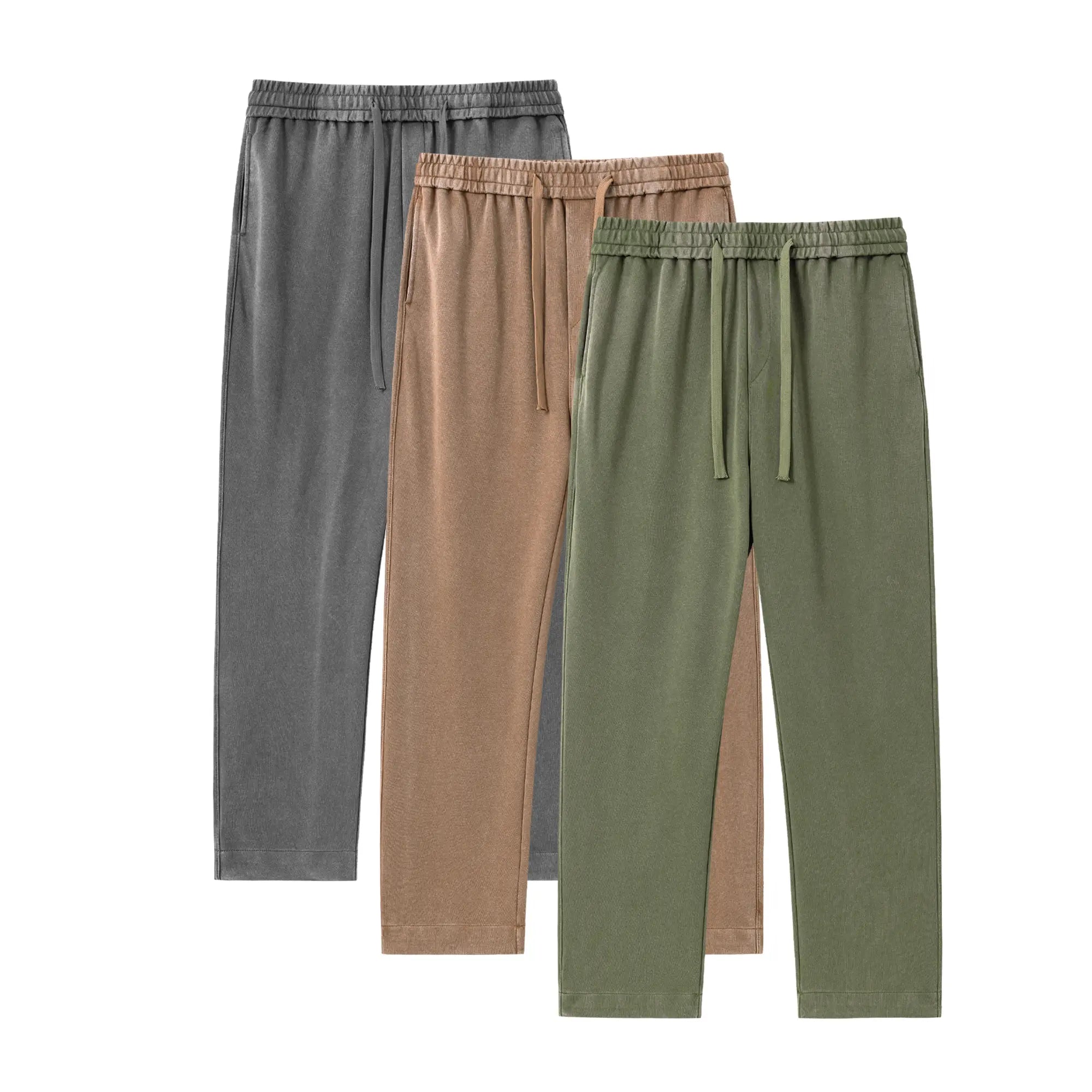 3 pack men’s acid wash, washed cotton solid color athletic casual sweatpants, unisex