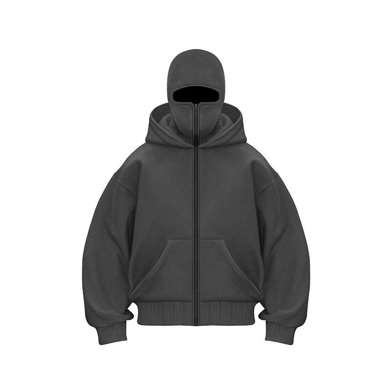 Men's Balaclava Hoodie with Built-In Zip for Winter Sports and Casual Wear