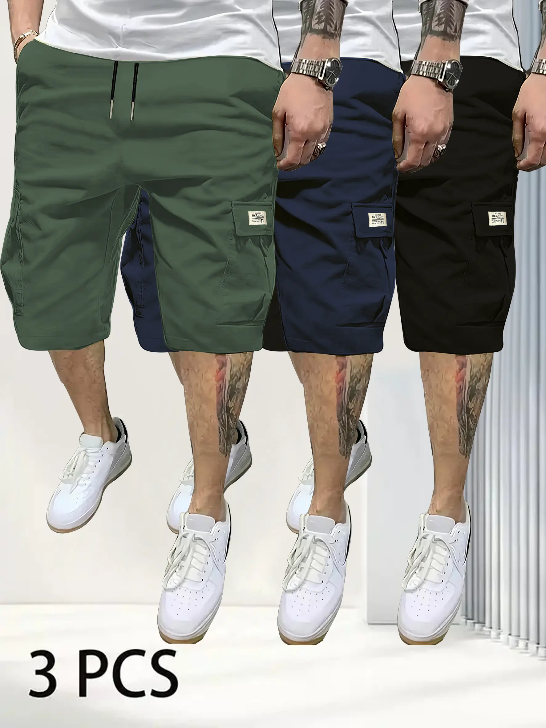 Men's 3-Piece Fitted Casual Shorts Set