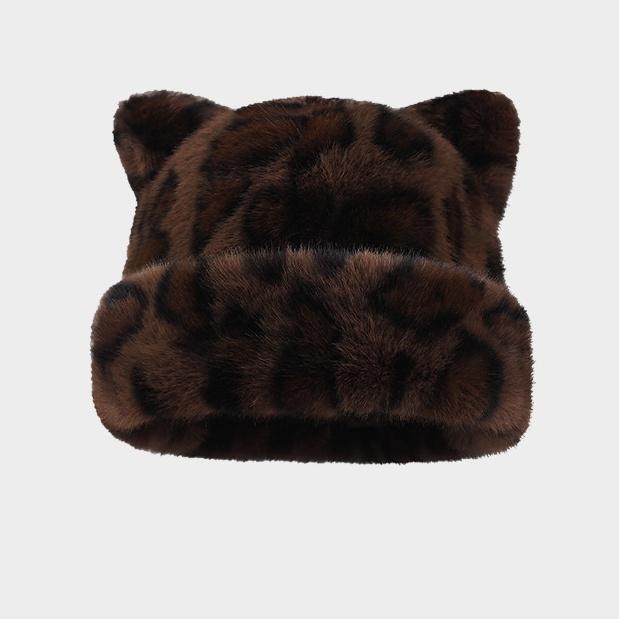 Soft Plush Cat Ear Winter Beanie Hat for Women and Teens