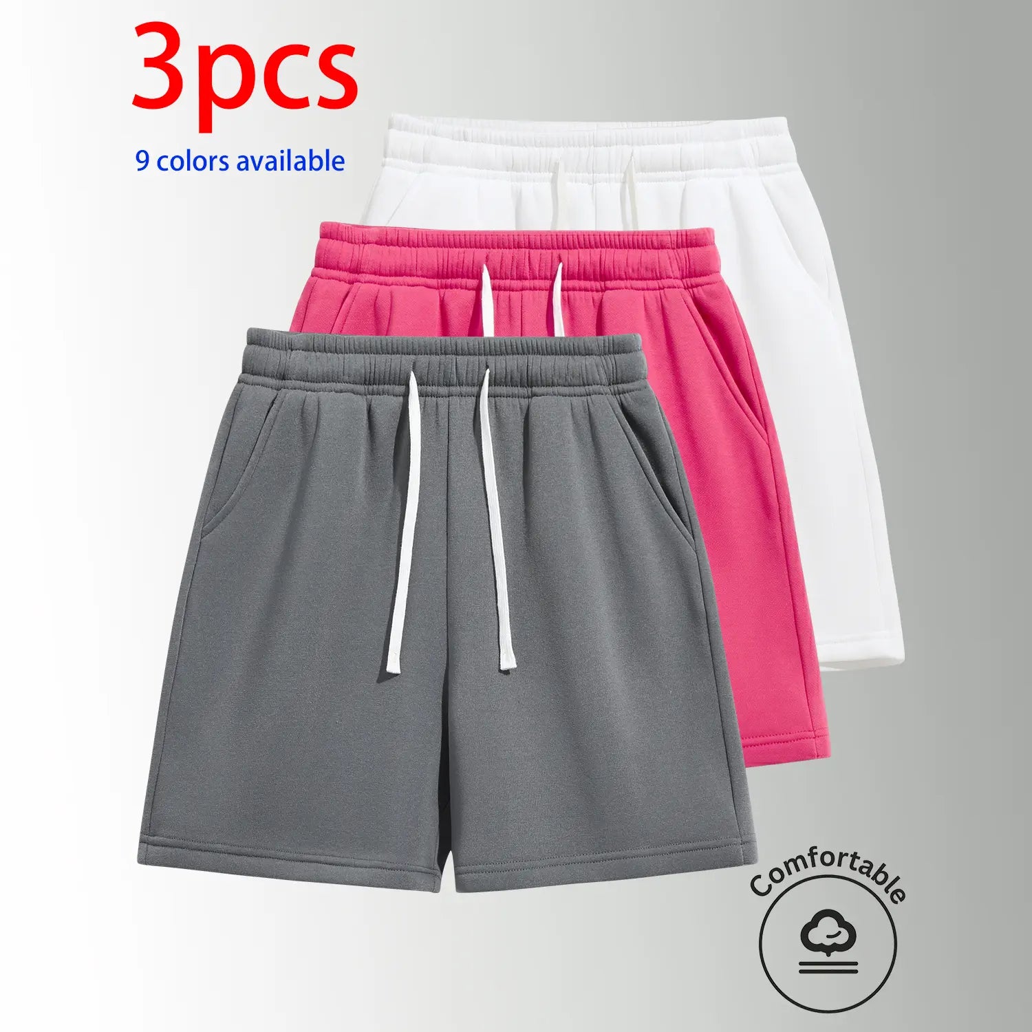 Unisex 3-Pack 5-Inch Drawstring Athletic Shorts: Breathable Running & Casual Shorts
