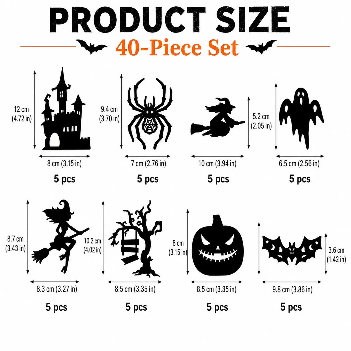 Halloween LED Silhouette Wall Light Stickers, Battery Powered Peel & Stick Decor Lights, No Drill PET Waterproof Wall Decor, Spooky Ghost Pumpkin Witch Bat Castle Spider Tree Ornaments for Home Window Door Party, 9/18/27 Pack Available